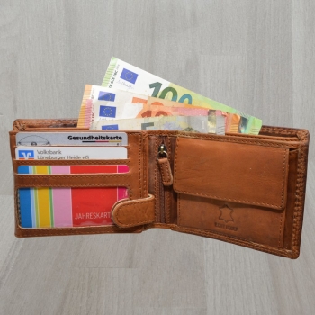 Herrengeldbörse mit Druck Claddagh irisches Symbol Love, Loyalty, Friendship mit RFID Schutz Braun